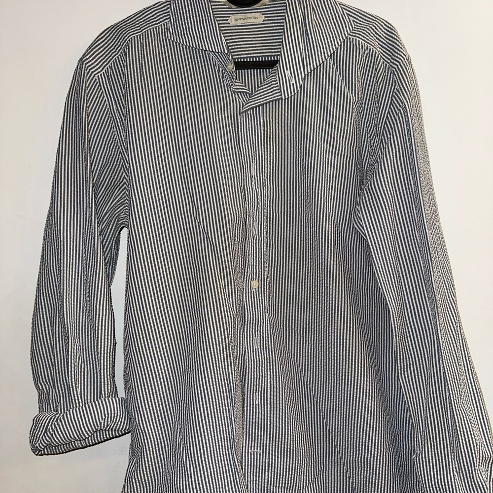 Relaxed, Blue & White Striped Casual Collar Shirt